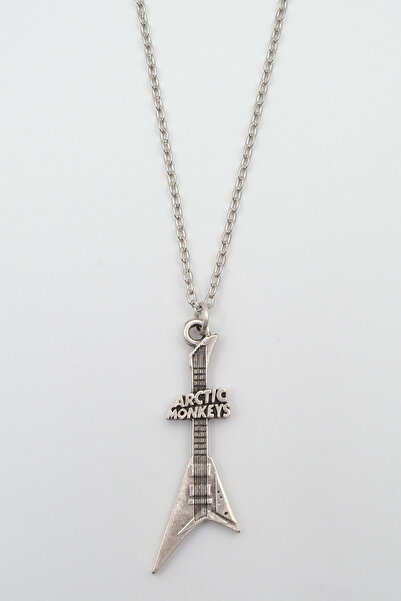 ıdr Arctic Monkeys Elektro Gitar Gümüş Kaplama Düz Zincir Kolye