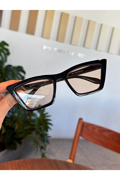 funeyes Cleopatra Cat Eye Slanted Black Sunglasses 55- 20-143
