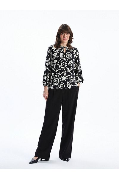 LC Waikiki Tie Collar Patterned Women's Blouse