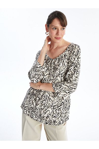 LC Waikiki Tie Collar Patterned Women's Blouse