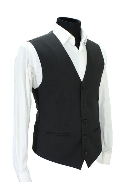 MENTOR REGALO Men's Vest V-Collar Black Embossed Pattern 160604