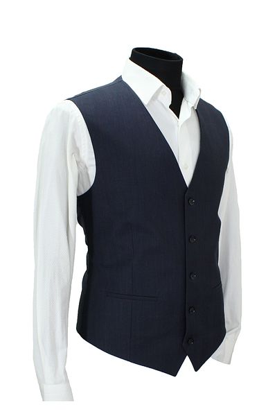 MENTOR REGALO Men's Vest V-Neck Navy Blue Plaid Armour 160698