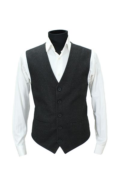 MENTOR REGALO Men's Vest V-Collar Smoked Wool with Grey 160582