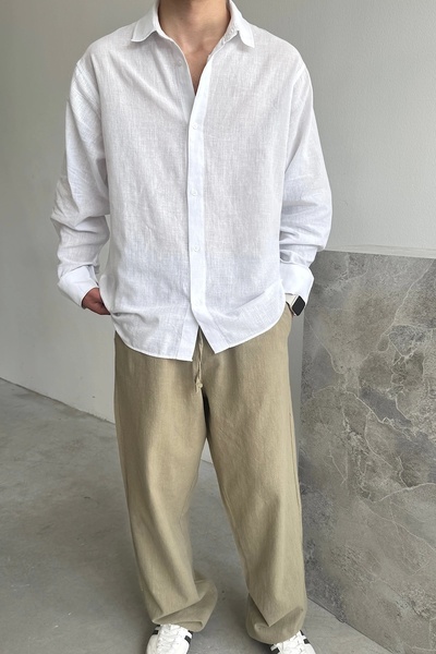 yung Haki Baggy Keten Pantolon