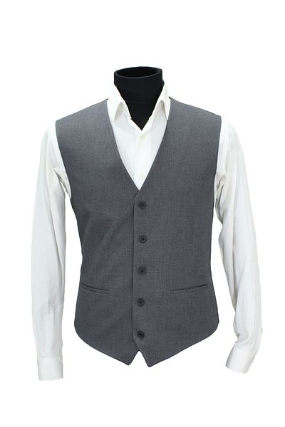 MENTOR REGALO Men's Vest V-Collar Solid Gray 50715 m