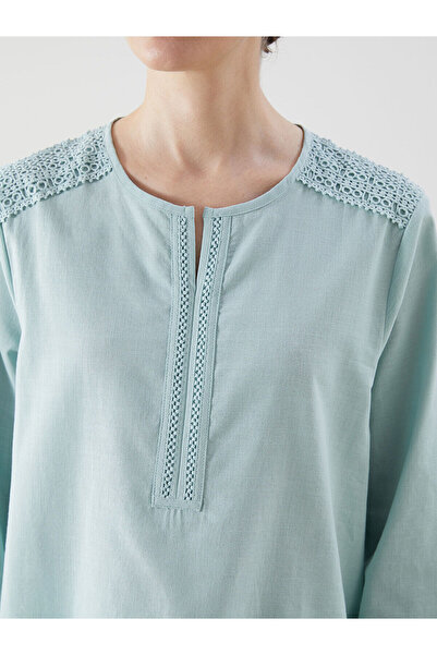 LC Waikiki Damska bluzka z luźnym kołnierzykiem i haftem