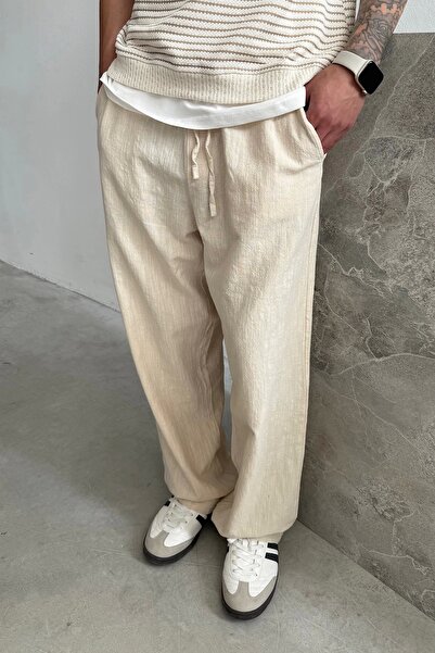 yung Bej Baggy Keten Pantolon