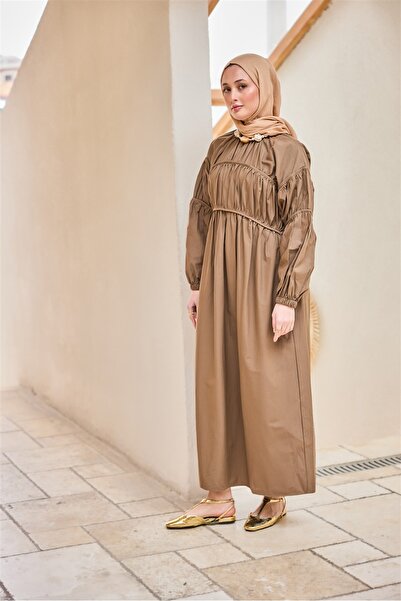 LOCCO Жіноча коричнева сукня з бією