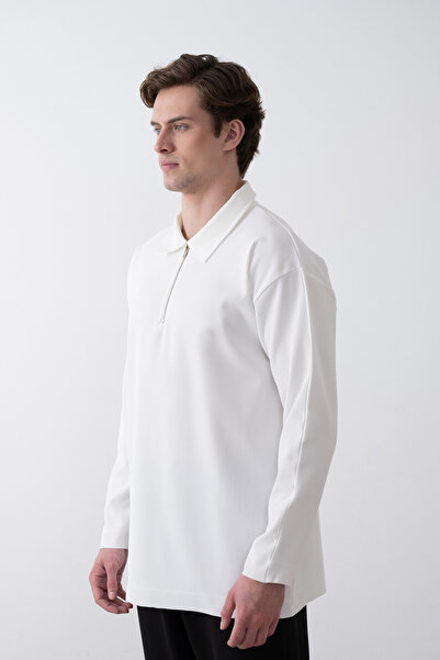 MARRAKECH FERMUARLI,TIRTIKLI  KUMAŞ,DAĞILMAZ POLO YAKA OVERSİZE UNİSEX