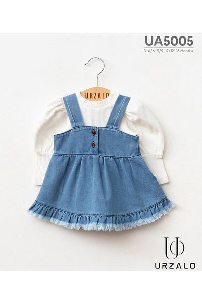 İnci Denim Dress & 100% Cotton Balloon Sleeve Blouse Jean Set