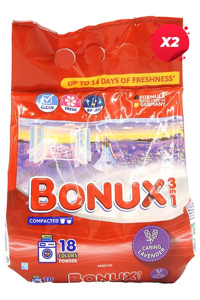 Bonux X2 - DETERGENT AUTOMAT BONUX 1,17KG LAVANDA 18 SPĂLĂRI