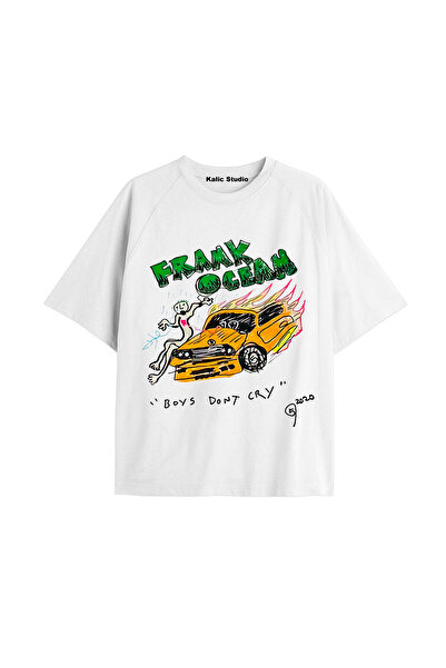 Kalic Studio Tricou unisex bărbați femei blond Frank Ocean alb