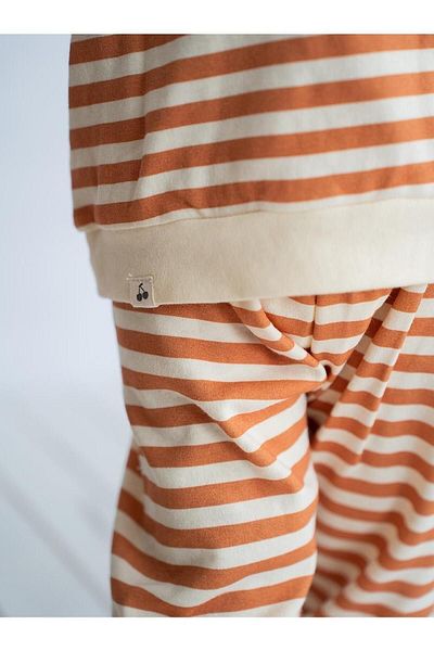 Kirazkids Orange Line Patterned Cotton Pajama Set