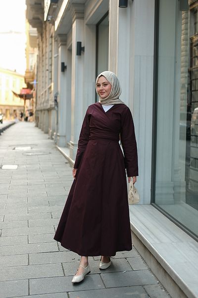 LOCCO Women's Poplin Dress Plum Self-Reliance Returnable