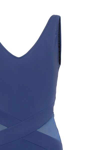 AQUAVİVA Costum de baie Aquaviva pentru femei, albastru bleumarin, cu detalii din tul Perla