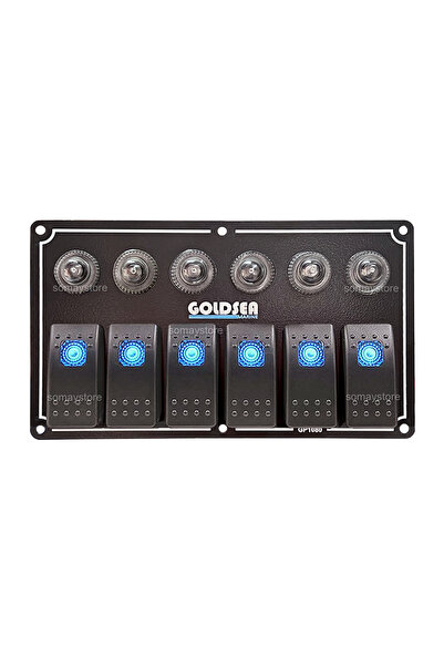 SomayStore Tekne Switch Panel 6 Anahtar Otomatik Sigortalı 12/24v Tekne Kontr...