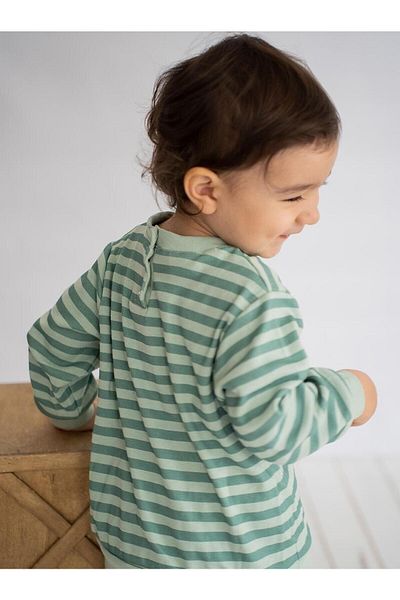 Kirazkids Green Line Patterned Cotton Pajama Set