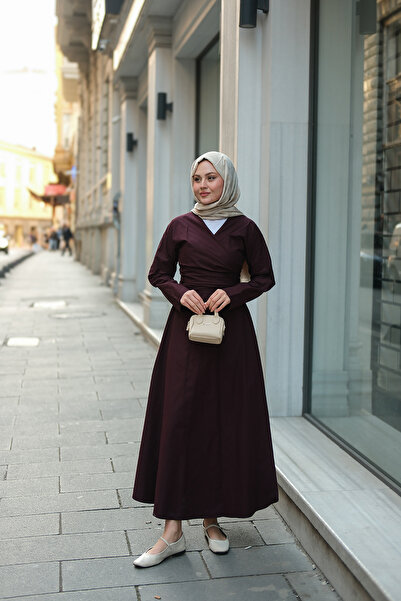 LOCCO Women's Poplin Dress Plum Self-Reliance Returnable