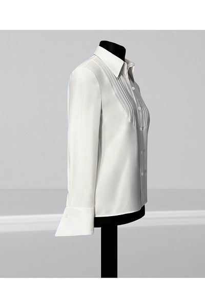 Butik White Imported Cotton Satin Pleated Premium Women's Shirt