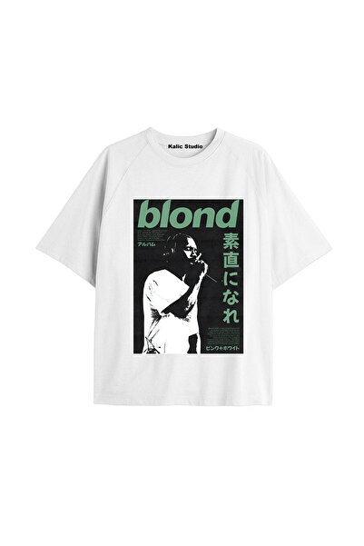 Kalic Studio Tricou unisex bărbați femei blond Frank Ocean alb