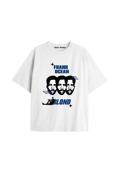 Kalic Studio Tricou unisex bărbați femei blond Frank Ocean alb