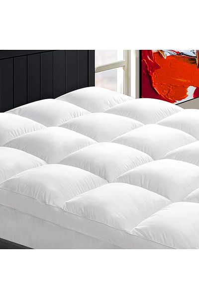 Asraar Cotton Mattress Topper 8 Cm With Soft Microfiber Filling With Rubber Corner Edges