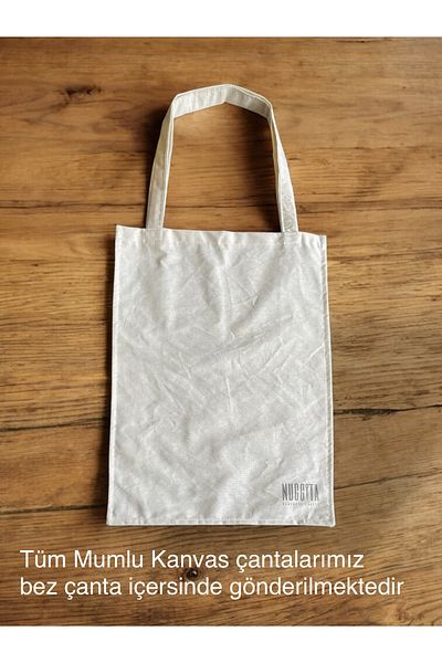 Nuggita Τσάντα χειρός Mini Size Magnetic Waxed Canvas Khaki Color / Cross Strap (καφέ δερμάτινη λεπτομέρεια)