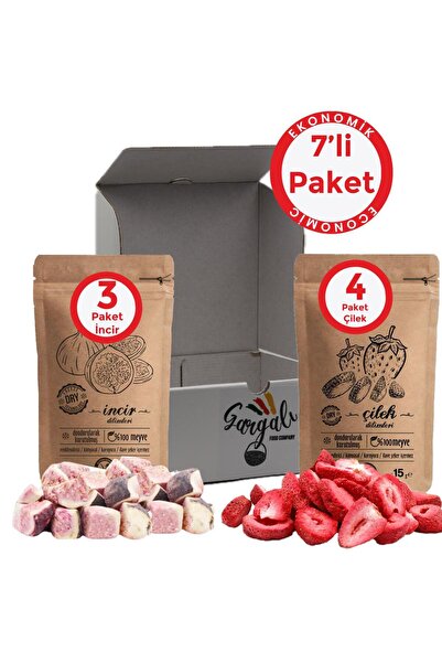 gargalı Çilek - Incir - Dondurularak Kurutulmuş Meyve Cipsi - 7li Paket - Üre...