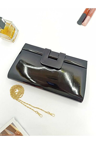 By EDUU Чорний лакований клатч для вечірньої сукні