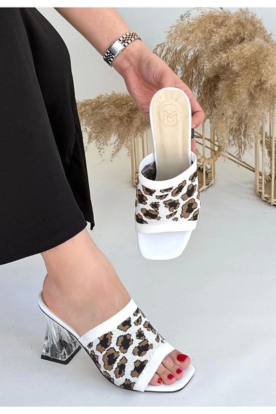 ECENAZELA Evra Zebra Knitwear Heeled Slippers
