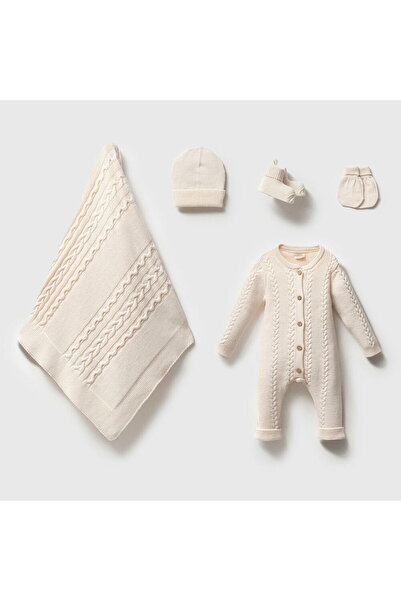 Nipperland 8264N Unisex Bebek Triko GOTS 5'li Kutulu Naturel Hastane Çıkış Seti