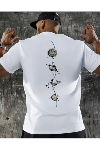 Panda Baskı Tekstil تيشيرت كبير الحجم بتصميم خاص مطبوع عليه كوكب