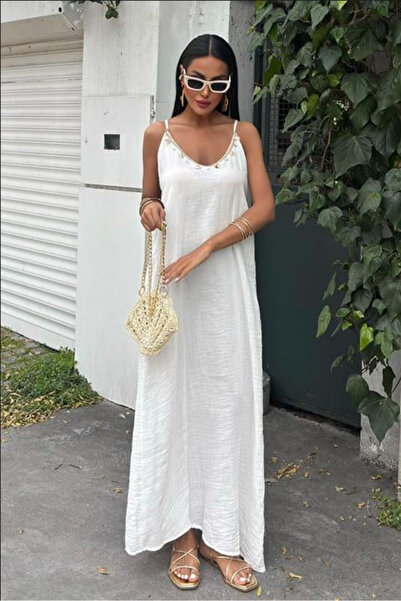 scyllastore Rochie din muselina din bumbac cu accesorii si plasa pe spate