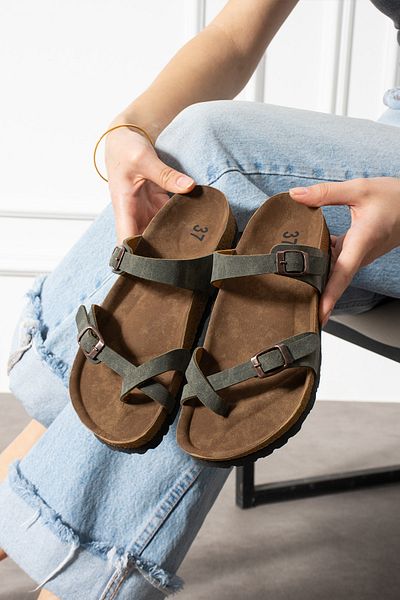 SWORD Casual Slippers - Orthopedic Sole Slippers Double Banded Buckle Daily Comfortable Home & Outdoor Slippers