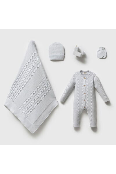 Nipperland 8264N Unisex Bebek Triko GOTS 5'li Kutulu Naturel Hastane Çıkış Seti