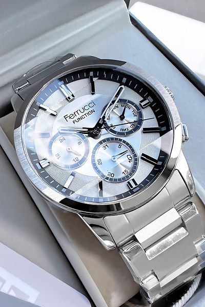 Ferrucci Men's Wrist Watch |   Waterproof Silver Color Steel Cord & Bracelet Gift |   Fre2049C1