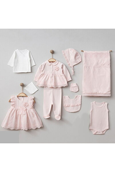 Pugi Baby 6151P Kız Bebek İncili Dokuma Kutulu 10'lu Hastane Çıkış Seti