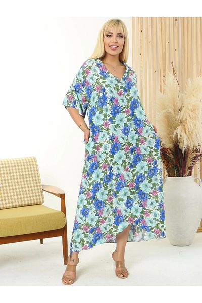 MODA Pocketed V-Necklace Shallows Woven Large Size Dress