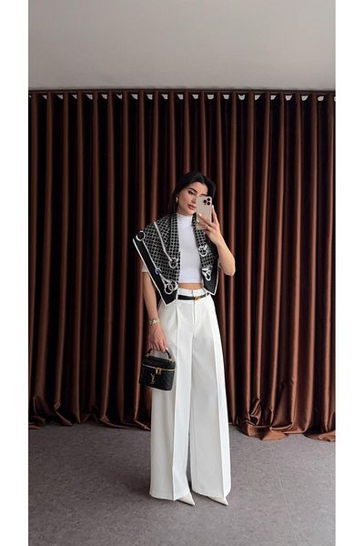 HAZELANNA Poliviskon White Trousers