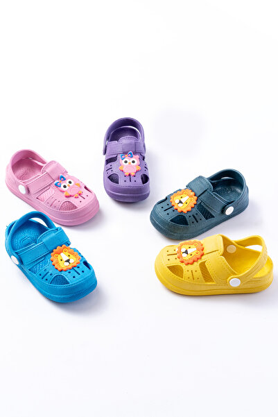 MIENCA Pembe Kız Çocuk Sandalet Hayvan Figürlü Günlük Kaydırmaz Taban Çocuk Terliği