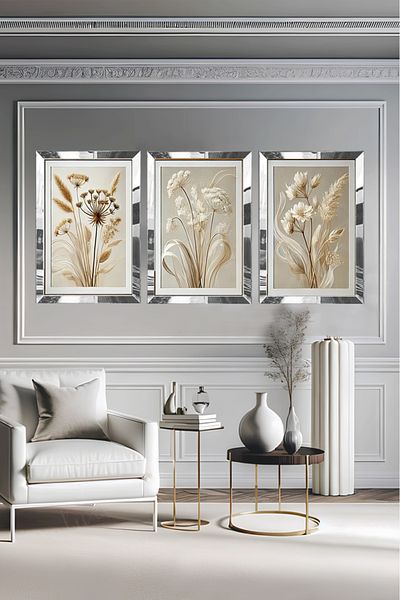 avm19 Cotton Yellow Painting 3 Piece Plexiglass Frame
