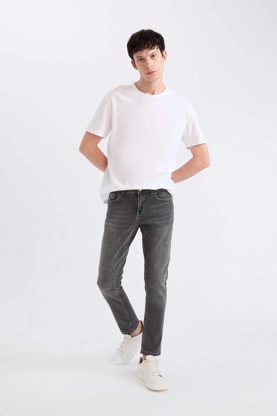 DeFacto E3478 Gri Carlo Skinny Fit Ekstra Dar Kalıp Normal Bel Ekstra Dar Paça Jean Pantolon
