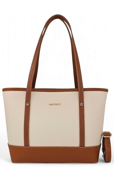 Evident Krem&Taba Garnili Orta Boy Kova Model Kadın Omuz Çantası