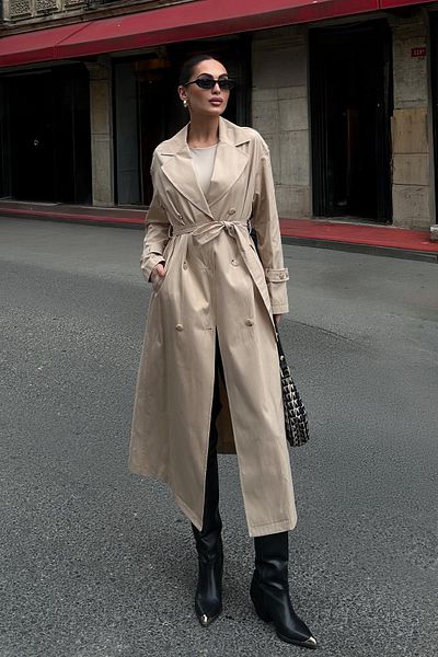 Olcay Oversize trenčkot bez podšívky – s doplnkami na zips BÉŽOVÁ 6698