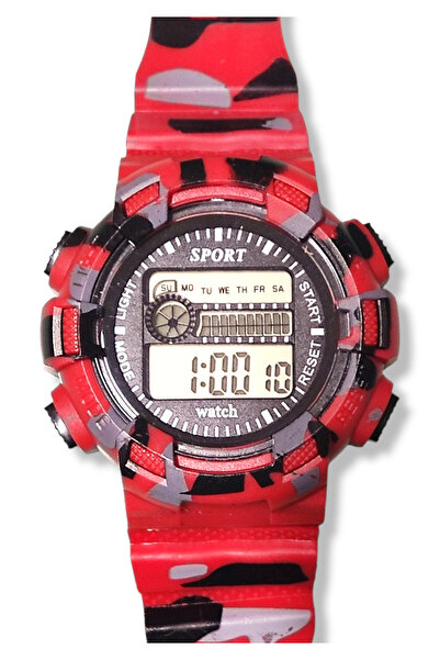 ZAVİRA Erkek Dijital Çocuk Kol Saati Asker Kamuflaj Desenli Spor Renkli