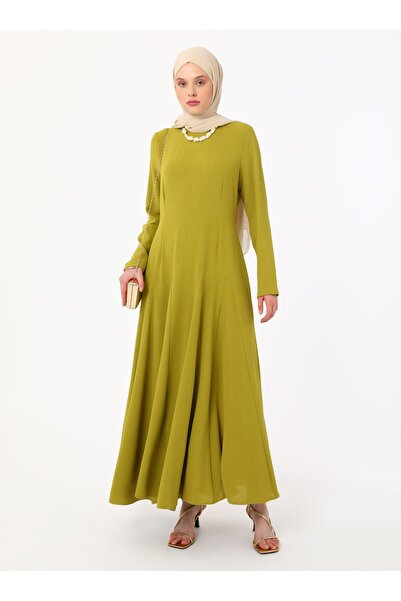 Refka فستان حجاب بخصر من Aerobin - أخضر دهني - Refka