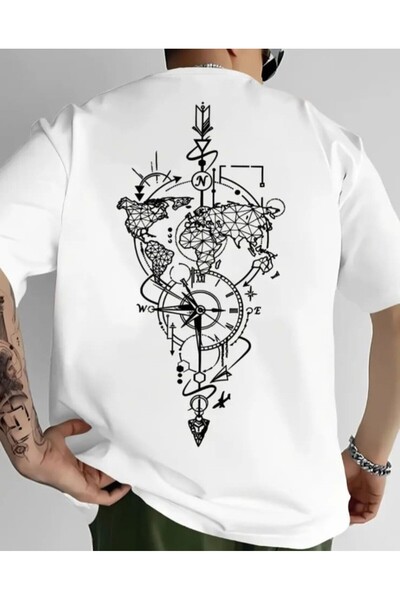 Panda Baskı Tekstil Harita Baskılı Özel Tasarım Oversize Tshirt
