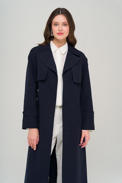 Olcay Übergroßer Trenchcoat mit Umhang und Epauletten, ungefüttert, DUNKELBLAU 6696