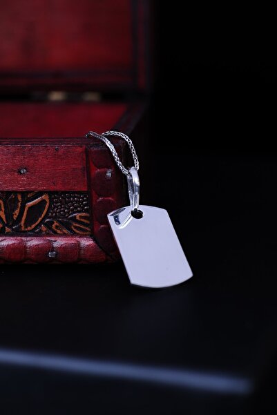 ENCİLİ SİLVER 925 Ayar Gümüş Askeri Künye Model Erkek Kolye