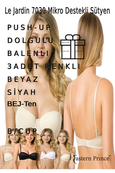 Le Jardin Elita 7030 Micro B Cup Жіночий бюстгальтер - з підштовхуючим ефектом і кісточками, 3 шт.